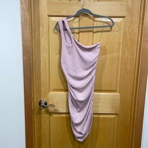 Pink Better Be Ribbed One Shoulder Dress Size L